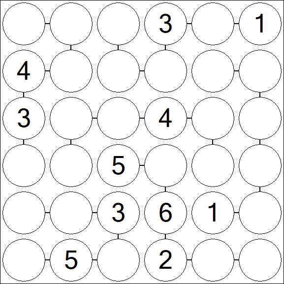 Chain Sudoku 6x6 - Moyen