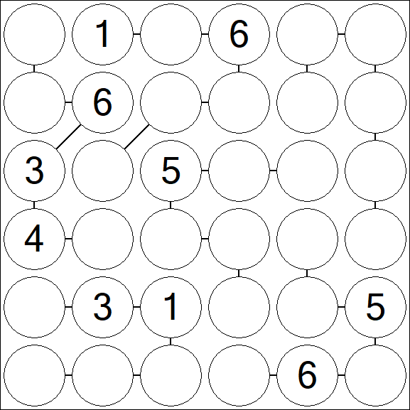 Chain Sudoku 6x6 - Medium