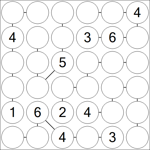 Chain Sudoku 6x6 - Medium