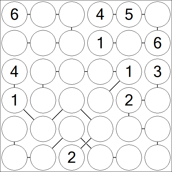 Chain Sudoku 6x6 - Medium