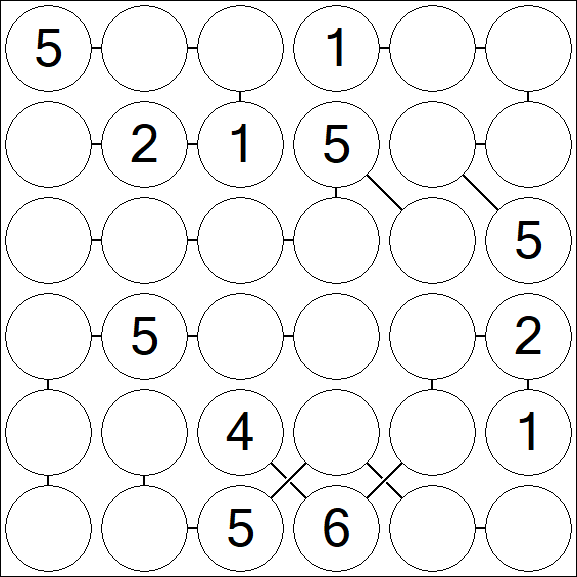 Chain Sudoku 6x6 - Medium