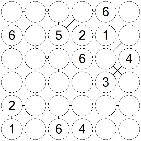 Chain Sudoku 6x6 - Medium