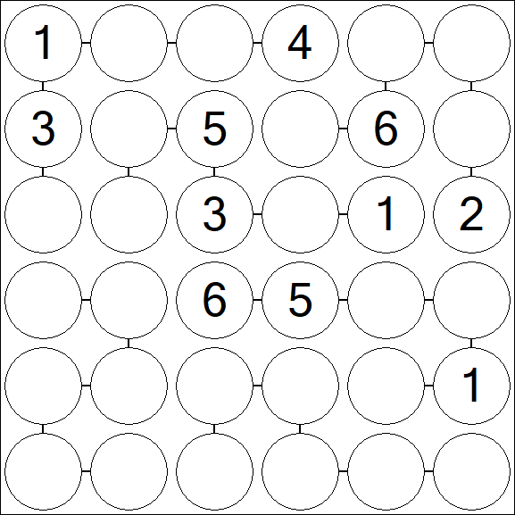 Chain Sudoku 6x6 - Medium