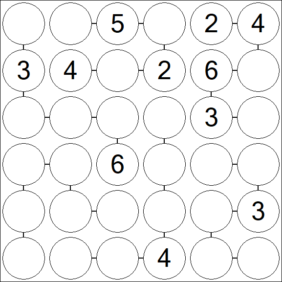 Chain Sudoku 6x6 - Medium