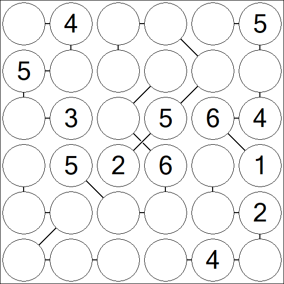 Chain Sudoku 6x6 - Medium