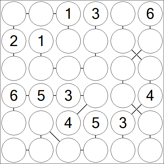 Chain Sudoku 6x6 - Medium