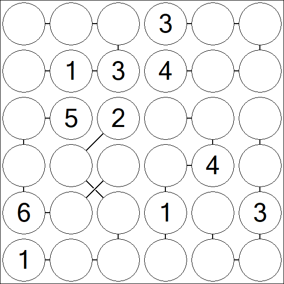 Chain Sudoku 6x6 - Medium