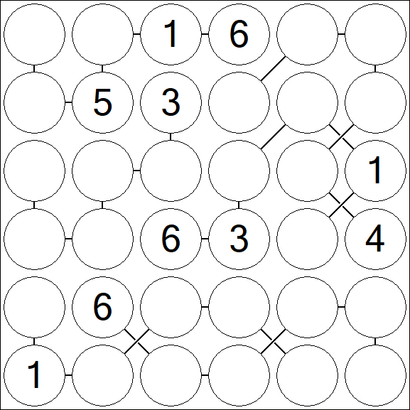 Chain Sudoku 6x6 - Medium