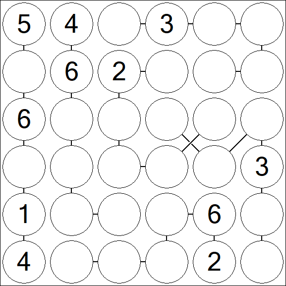 Chain Sudoku 6x6 - Medium