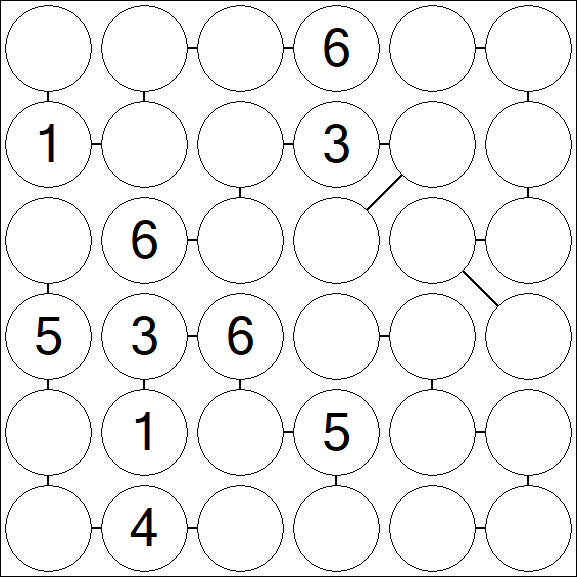 Chain Sudoku 6x6 - Medium