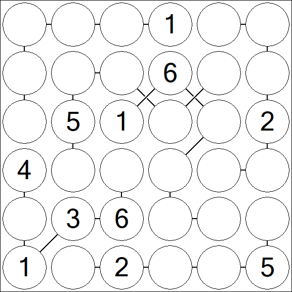 Chain Sudoku 6x6 - Medium