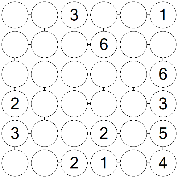 Chain Sudoku 6x6 - Medium