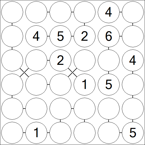 Chain Sudoku 6x6 - Medium