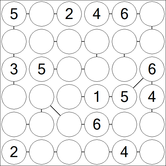 Chain Sudoku 6x6 - Medium