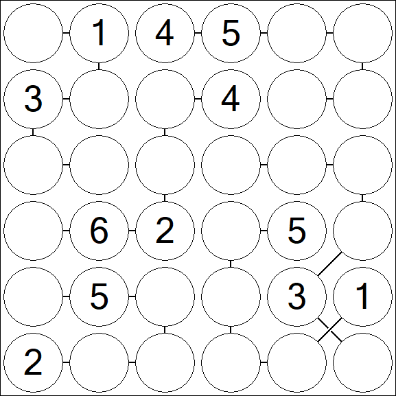 Chain Sudoku 6x6 - Medium
