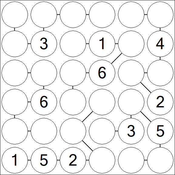 Chain Sudoku 6x6 - Mittel