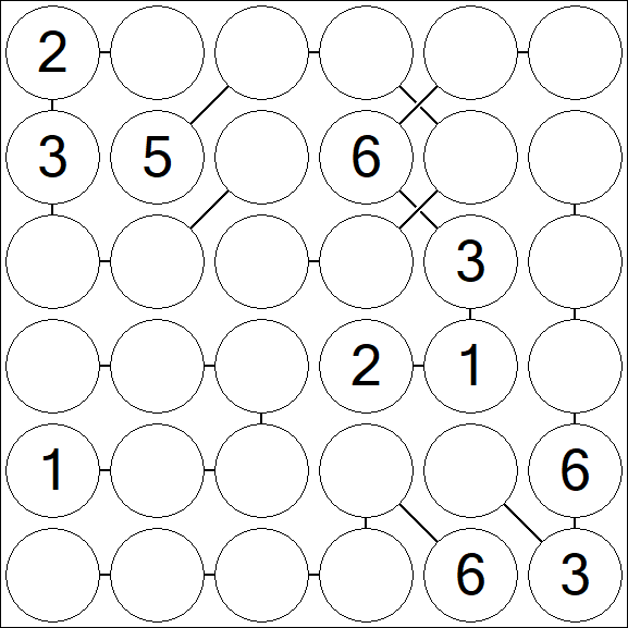 Chain Sudoku 6x6 - Medium