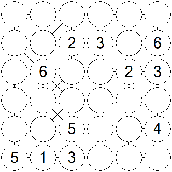 Chain Sudoku 6x6 - Medium