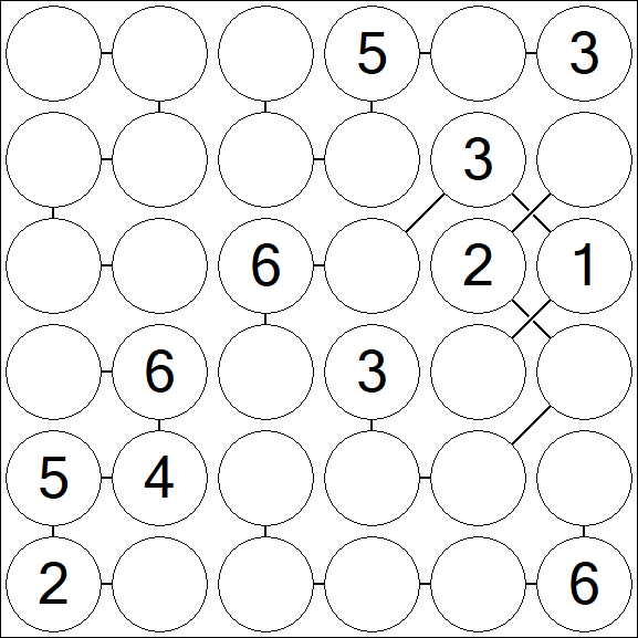 Chain Sudoku 6x6 - Medium