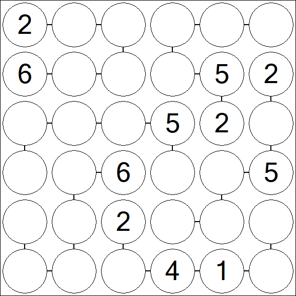 Chain Sudoku 6x6 - Medium