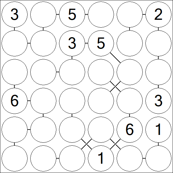 Chain Sudoku 6x6 - Medium