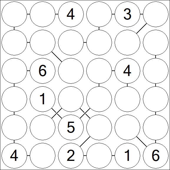 Chain Sudoku 6x6 - Medium