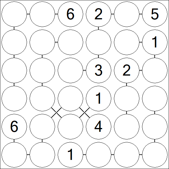 Chain Sudoku 6x6 - Medium