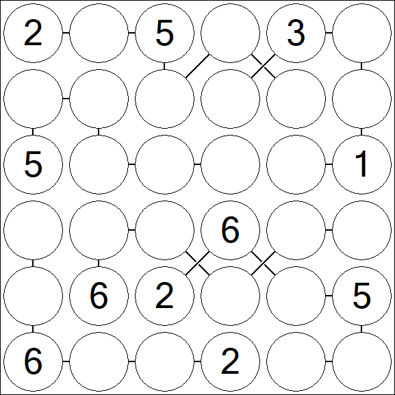 Chain Sudoku 6x6 - Medium