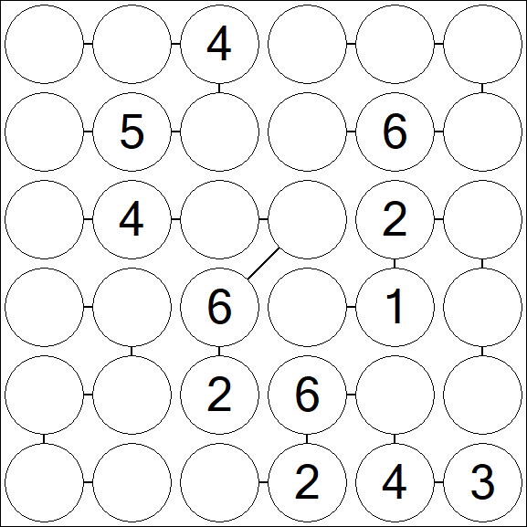 Chain Sudoku 6x6 - Medium