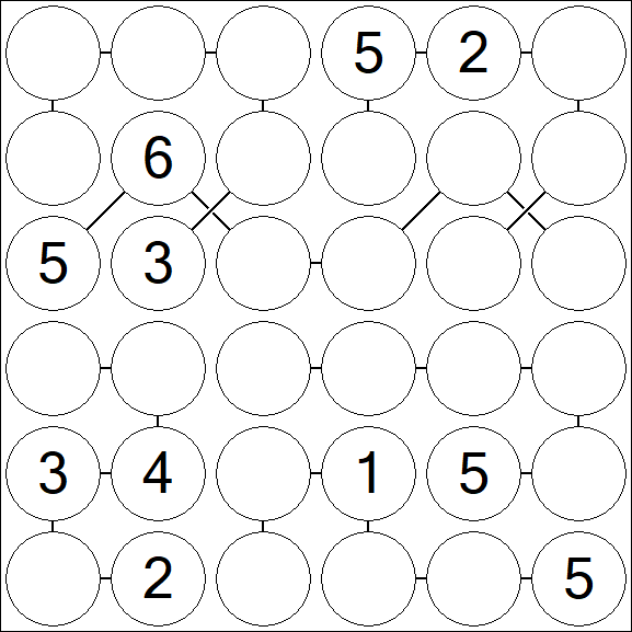 Chain Sudoku 6x6 - Medium