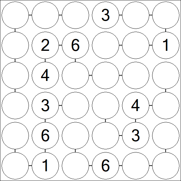 Chain Sudoku 6x6 - Medium