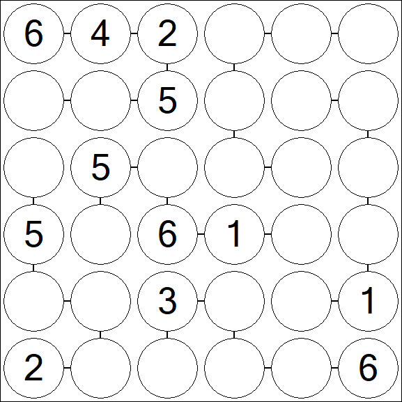 Chain Sudoku 6x6 - Medium
