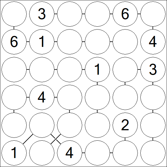 Chain Sudoku 6x6 - Medium