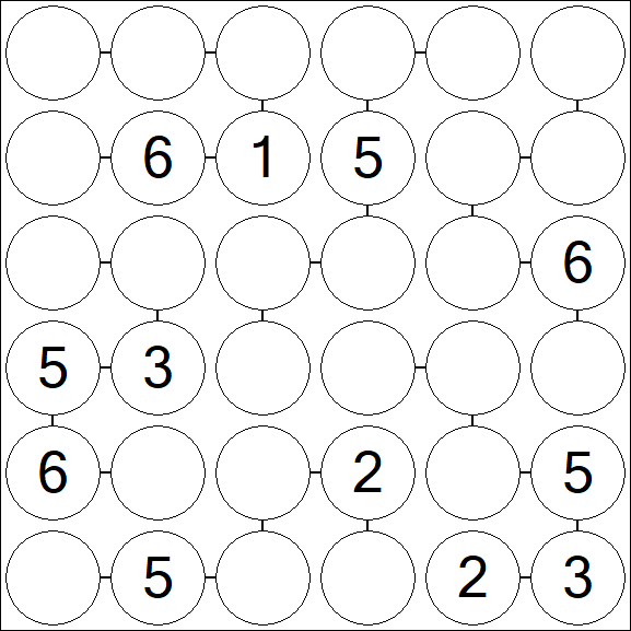 Chain Sudoku 6x6 - Medium