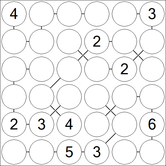 Chain Sudoku 6x6 - Medium