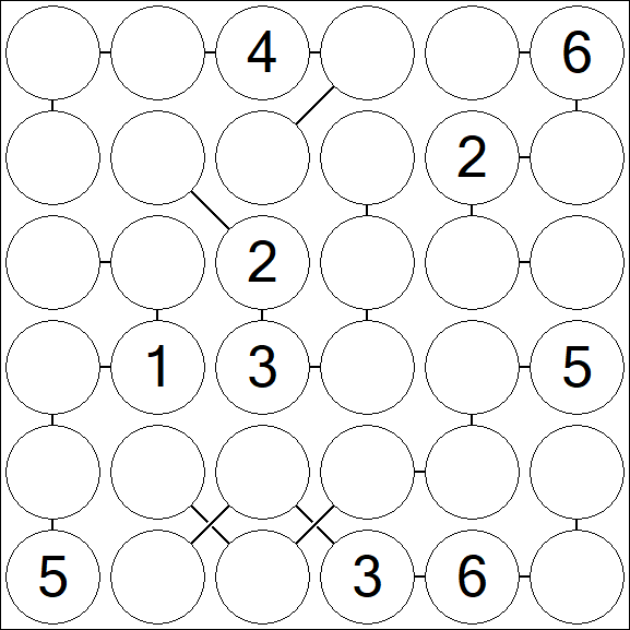 Chain Sudoku 6x6 - Medium