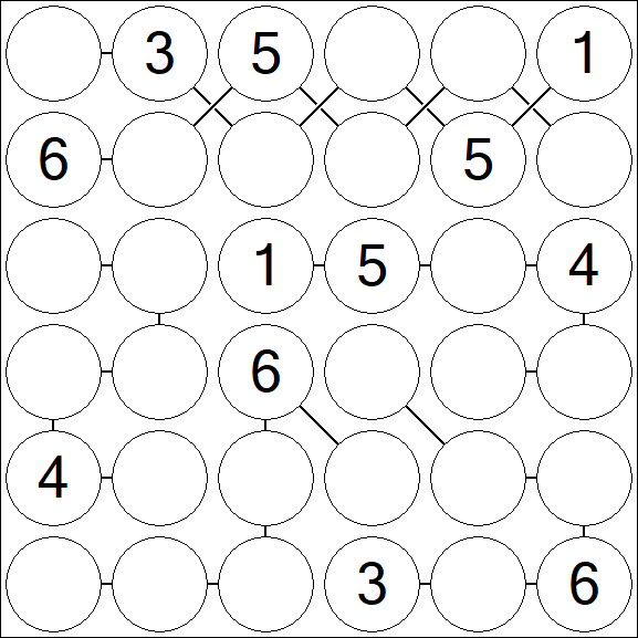 Chain Sudoku 6x6 - Medium