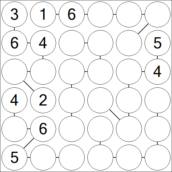 Chain Sudoku 6x6 - Medium