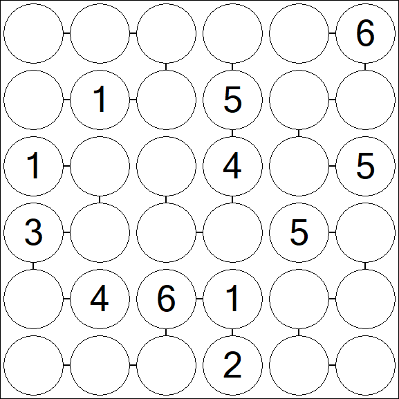 Chain Sudoku 6x6 - Medium
