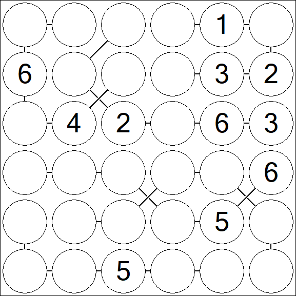 Chain Sudoku 6x6 - Medium