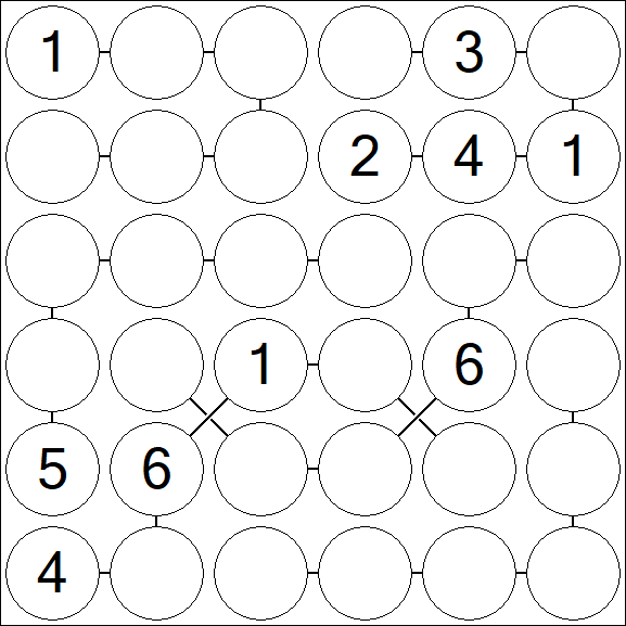 Chain Sudoku 6x6 - Medium