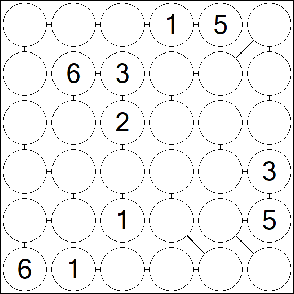 Chain Sudoku 6x6 - Mittel