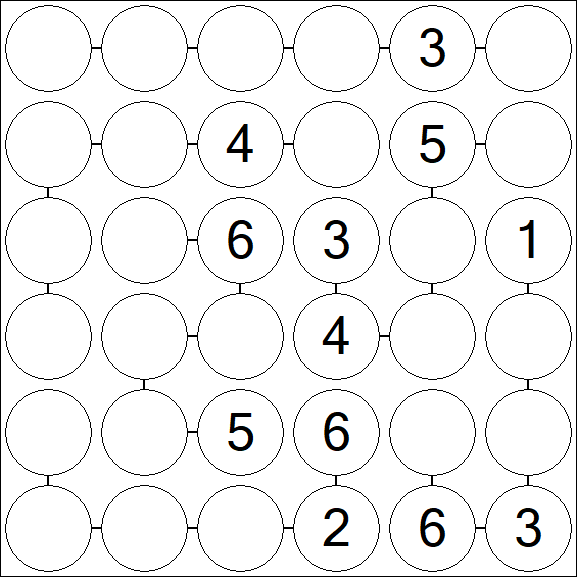 Chain Sudoku 6x6 - Mittel
