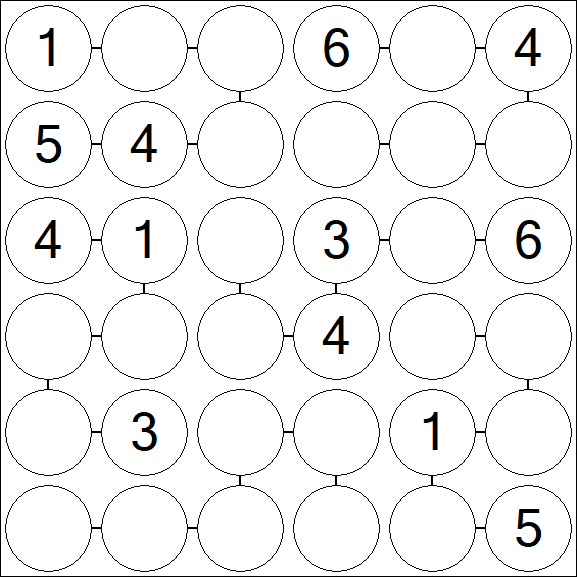 Chain Sudoku 6x6 - Médio