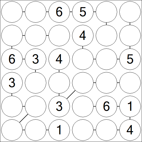Chain Sudoku 6x6 - Médio