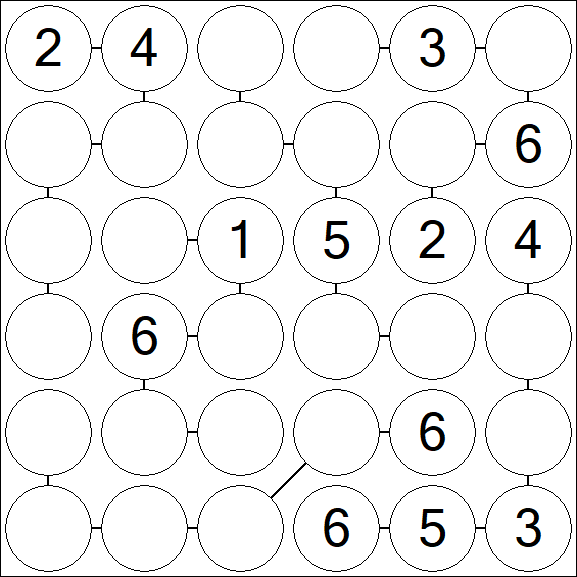 Chain Sudoku 6x6 - Médio
