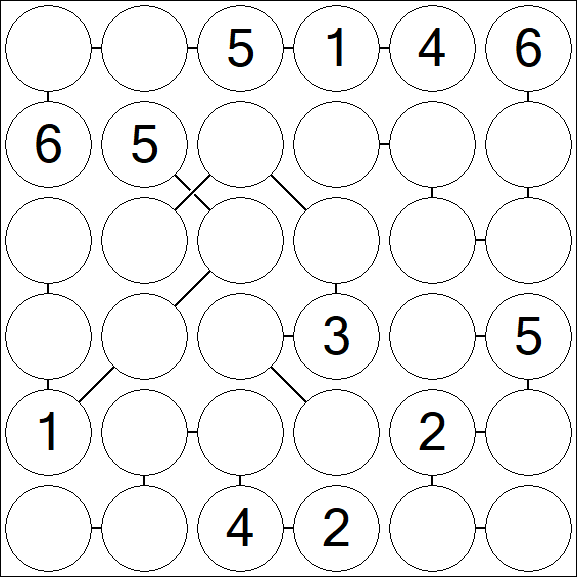 Chain Sudoku 6x6 - Medium