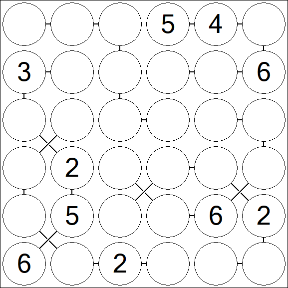 Chain Sudoku 6x6 - Medium