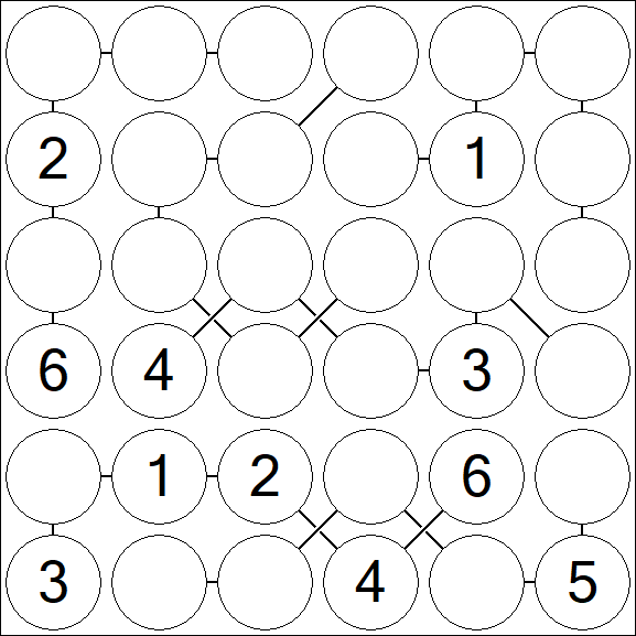 Chain Sudoku 6x6 - Medium