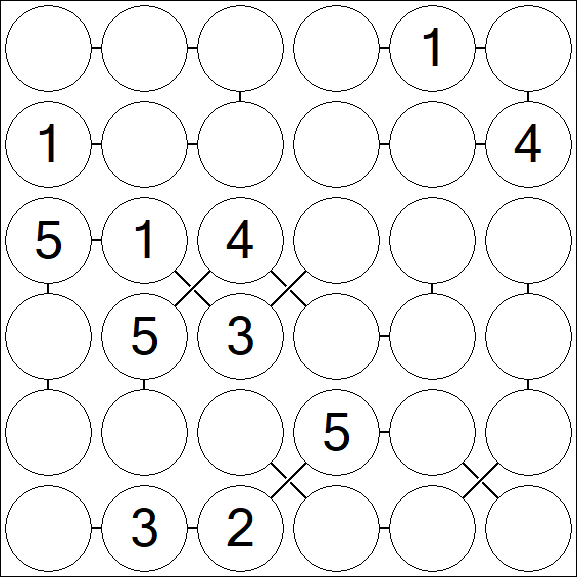Chain Sudoku 6x6 - Medium